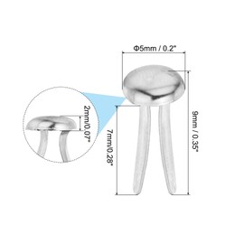 PATIKIL 200 PCS Paper Brass Fasteners Split Pins Pastel Mini Metal Brads Round Head Plated Fastener for Craft Art Scrapbooking DIY Supplies, Silver, 5 x 9 mm