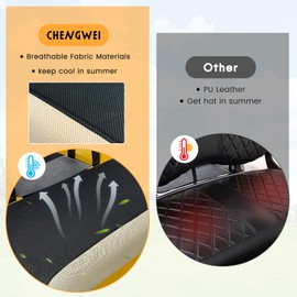 Golf Cart Seat Covers Fit for EZGO TXT RXV Club Car DS After 2000 Front Standard Seat,Stretchy Breathable Fabric Keeps Seats Cool,Adjustable Buckles Seat Cushion and Backrest Cover（Black&Beige）
