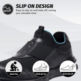 Non Slip Work Shoes for Women Men Slip on Sneakers Women Slip-Resistant Waterproof Chef Kitchen Shoes Zapatos De Trabajo para Hombres Black