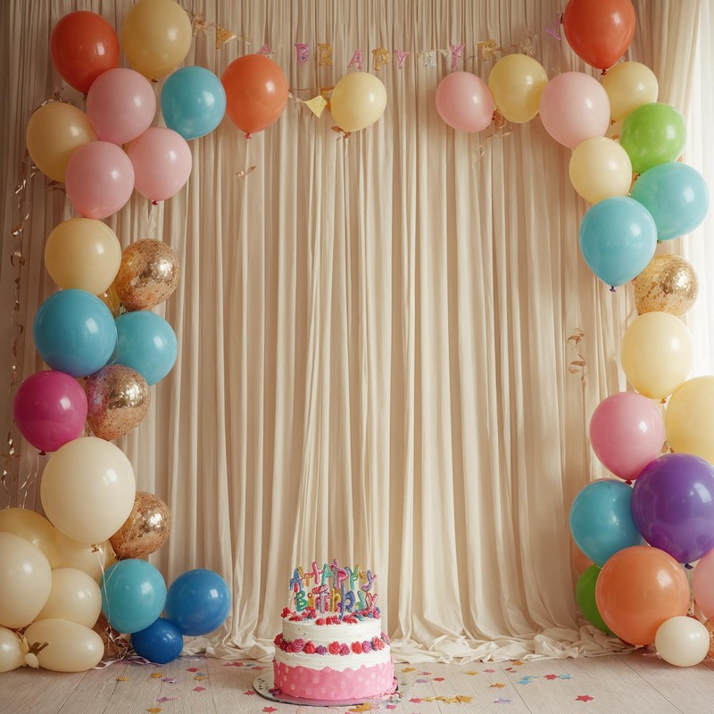 10ft x 8ft Wrinkle Free Beige Backdrop Curtains for Parties,