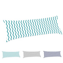 TAOSON 100% Cotton 300 Thread Count Aqua Blue and White Chevron Zig Zag Full Length Zippered Body Pillow Cover Pillowcase Pillow Protector Cushion Cover Only Cover No Insert 21"x54"