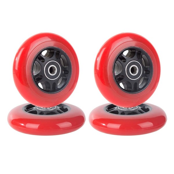 AOWISH Wiggle Car Polyurethane Replacement Wheels Upgrade for Plasma Car, Lil Rider, Ride-on Toys and Swing Cars (2 Front Wheels with Convex Hub, 2 Back Wheels with Concave Hub) (Red)