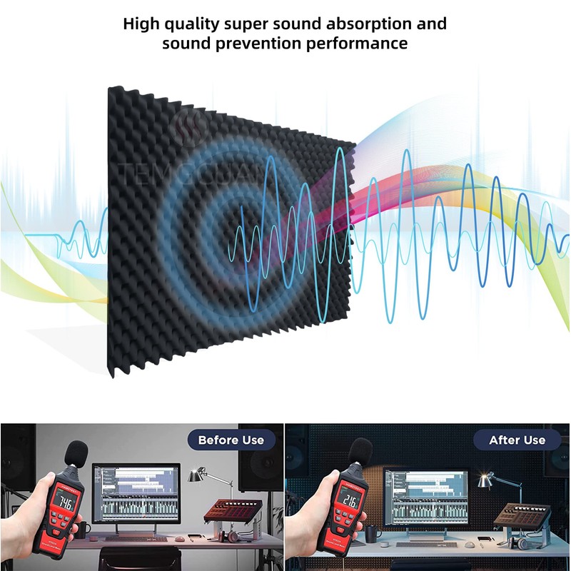 TEMGCUAM 2 Pack Sound Proof Foam Panels | 48"×24"×2" Egg