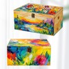 DAJAVE Unfinished Wooden Box-13.7x9.8x6.7 Inch Large Wooden Box with Hinged