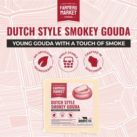Farmers' Market Dutch Style Smokey Gouda Cheese Blocks 6oz, Shelf Stable, Wisconsin Made, Great for Charcuteries or Gifts, 3-Pack