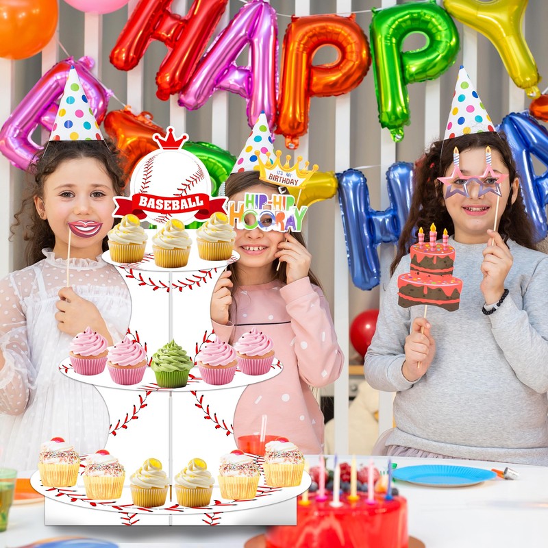 Baseball Birthday Decorations 3 Tier Baseball Theme Cupcake Stand Baseball