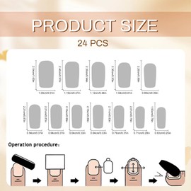 GlamRays Black Sanding Press On Nails Medium Square False Nails Shiny Black French Tip Coffin False Nails Classic Black Full Circumference Pack of 24