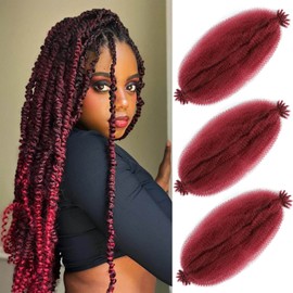 Marley Twist Braiding Hair 18 Inch 3 Packs Pre-separated Springy Afro Twist Hair Marley Hair for Faux Locs Afro Spring Twist Hair Extensions (18 Inch (Pack of 3), Bug#)