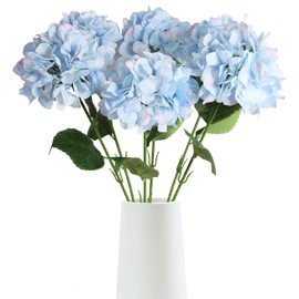 ICBOX 6pcs 28in Blue Hydrangea Artificial Silk Flowers for Tall Vase Long Stem Big Fake Hydrangea Flowers Lifelike Faux Hydrangea for Wedding Baby Shower Party Home Table Centerpiece Decoration (Blue)