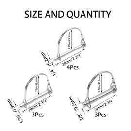 Rrina - Juego de 10 pines de toma de fuerza resistente, pasador de bloqueo de eje, acoplador de seguridad, 1/4 pulgadas, 5/16 pulgadas, 3/8 pulgadas de diámetro