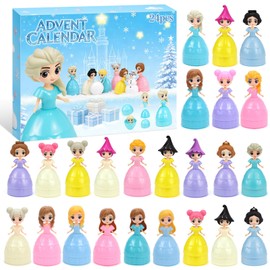 2026 Princess Advent Calendar 24 Days Christmas Surprise Eggs, 24 Dolls with Mix & Match Dress Up Outfits, Countdown Calendar for Girls, Xmas Gift for Girls Kids