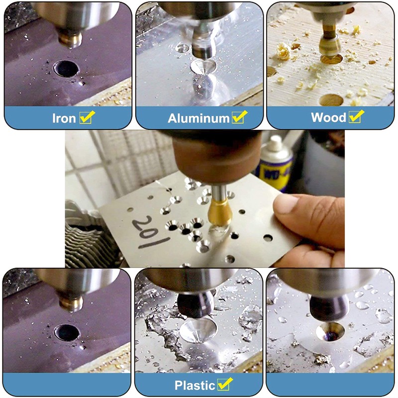 Titanium Countersink Bits Set - 4Pc 90° Drill Bits for