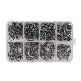 300 Pieces NUZAMAS Fishing Hooks 9#-16# Barbed Pike Fishing Tackle Carp Circle Hooks with Storage Box Carp Circle Hooks with Storage Box Carbon Steel Eye Sea Fish Hooks for Freshwater