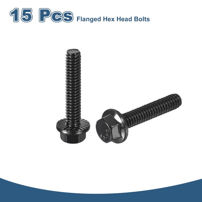 sourcing map 15Pcs 1/4-20 x 1-1/4" Flanged Hex Head Bolts,