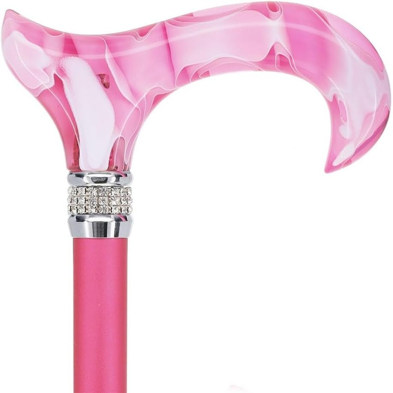 Pink Pearlz Rhinestone Lace Adjustable Walking Cane – Elegant Walking