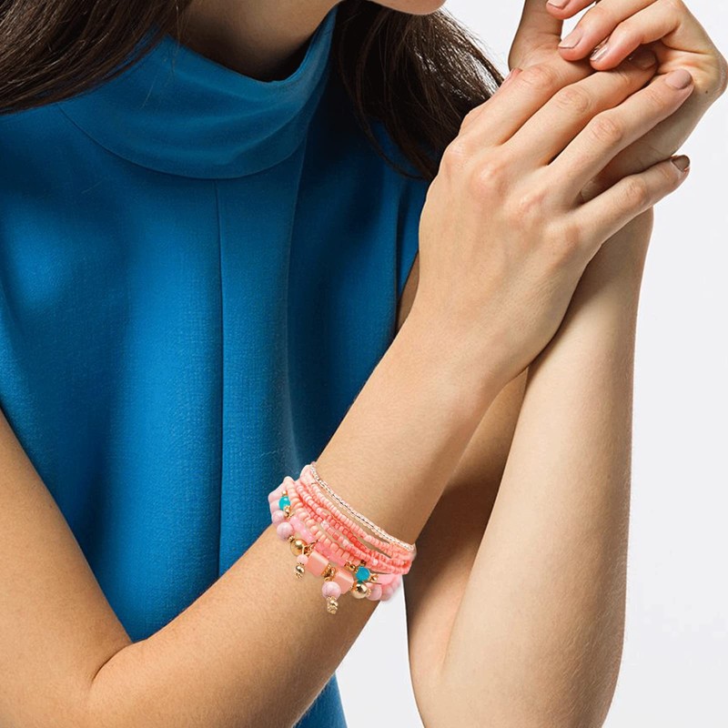 Beaded Bracelet for Women Boho Multilayer Tassel Bracelet Stackable Stretch