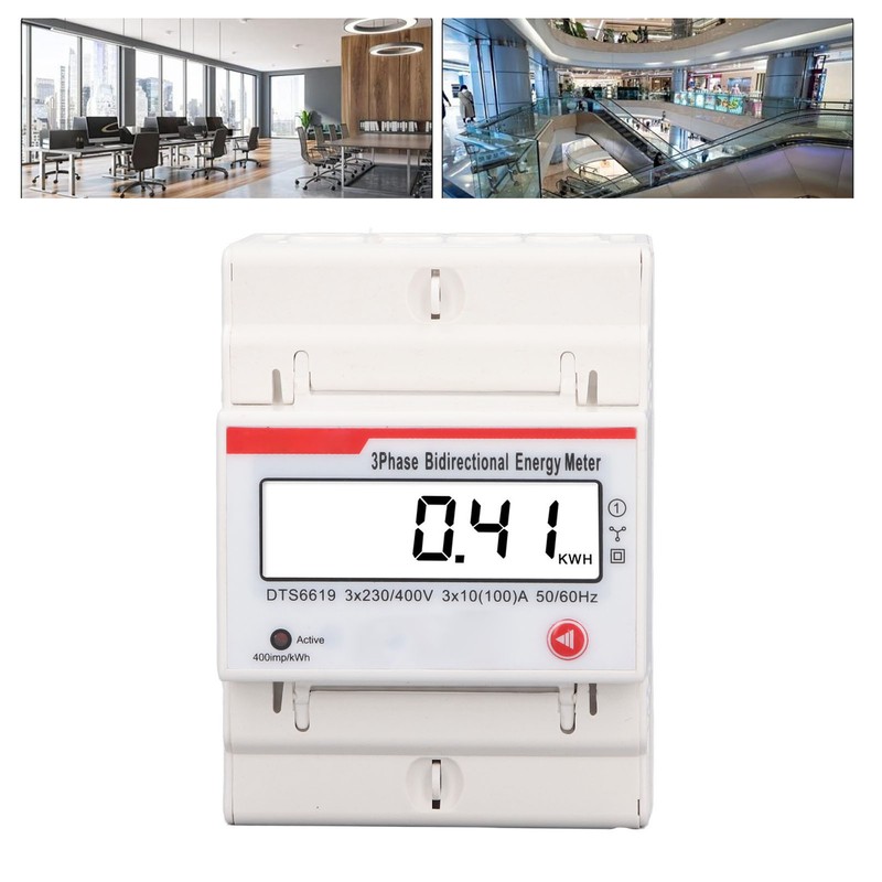 DIN Rail 3 Phase 4 Wire Energy Meter Multifunctional LCD
