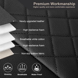 GIANT PANDA Front Car Seat Covers, Bucket Seat Covers, Leather Low Back Auto Seat Covers for Cars, Trucks, Jeep, Van, SUV, Pickup, Airbag Compatible (Black)