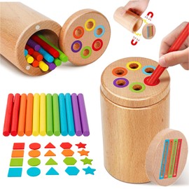 TUNJEJINY Montessori Toys for 1 2 3+ Year Old, 2 in 1 Color & Shape Sorting Toys for Toddlers, Learning Fine Motor Skills Sensory Toys for Boys Girls Gifts