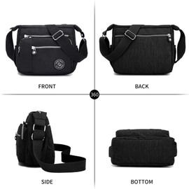 LassZone Lightweight Nylon Crossbody Bag for Women Multi-pocket Satchel Shoulder Bag Ladies Travel Handbags Waterproof Messenger Bag