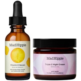 Mad Hippie Vitamin C Serum for Face with Hyaluronic Acid and Triple C Night Cream Ceramide Moisturizer - Skin-Brightening Skin Care Duo (2 Piece Set)