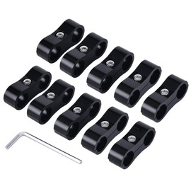 EVIL ENERGY 8AN Hose Separator Clamp, AN8 Fuel Line Mounting Clamp Aluminum Black 10PCS