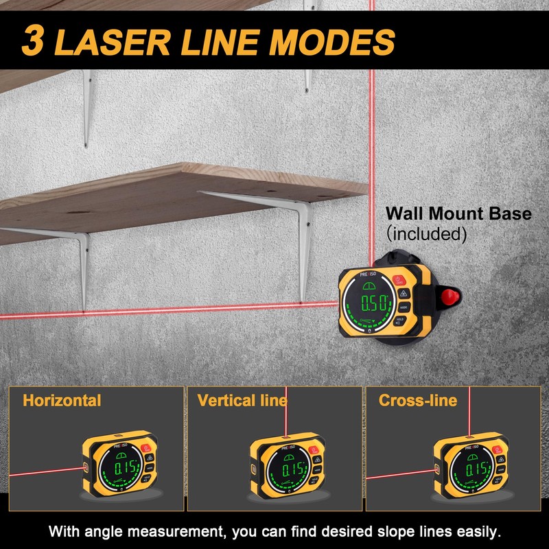 PREXISO 3-in-1 Multi Surface Laser Level with Digital Angle Gauge