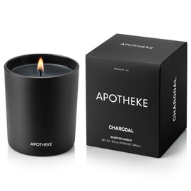 Apotheke Signature Scented Candles for Home, Charcoal - 10.5 oz - Soy Wax, Non Toxic, Large Jar Black - Luxury Candle Gifts for Women & Men - Cedarwood, Sandalwood, Oud, and Amber