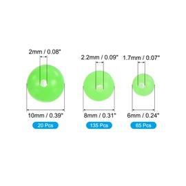 PATIKIL 6/8/10mm Glow Fishing Beads Assortment, 220Pcs Soft Plastic Round Rubber Luminous Fishing Bait Eggs Rig Bead Tackle Lures Accessories with Storage Box