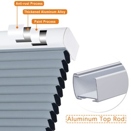 Persilux Blackout Cellular Shades Cordless Window Shades Bottom up Waterproof UV Protection Thermal Insulated Honeycomb Window Blinds for Windows, Bedroom, Home and Office, Blue, 68" W x 48" H