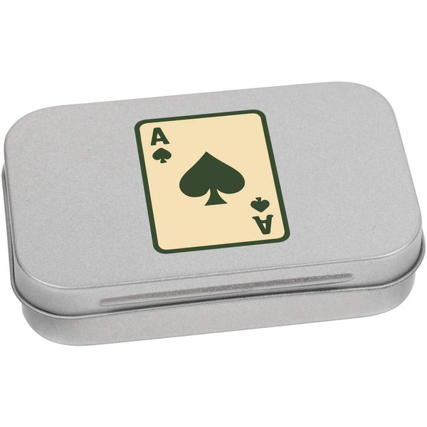 Azeeda 95mm 'Ace Playing Card Graphic' Metal Hinged Tin/Storage Box