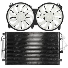 SCITOO Engine Radiator Cooling Fan Assembly Compatible with 2009-2014 for Nissan Maxima 3.5L;Replace 621-304 Cooling Fan 3639 Condenser