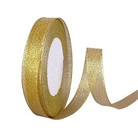 EliteKoopers Gold 12MM Metallic Glitter Sparkle Ribbon for Wedding Gift Wrap Craft Christmas - 25 Yards