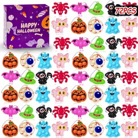 72 piezas de recuerdos de fiesta de Halloween, juguetes antiestrés a granel Mini Pop Bubbles con llavero, caja de premios de aula escolar, juguetes antiestrés para niños pequeños y adultos, rellenos