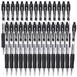 Aen Art 30 Gel Pens - Retractable Gel Ink Roller Pens for Writing, Black 0.7mm Fine Point- for Office, School - Quick Dry + Rubber Grips