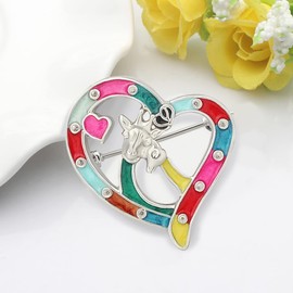 BONSNY Alloy Couple Giraffe Brooch Enamel Pins Jewellery for Women Girls Clothing Scarf Accessories Gift (Multi)