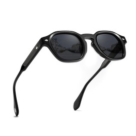 TACLOFT Acetate Polarized Sunglasses for Women and Men - Trendy Round Cat Eye Styles HD Polarized UV Protection Sunglasses (C1 Black frame with Grey Lens)