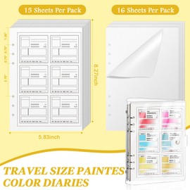 2 Pack A5 Watercolor Swatch Book Painters Color Diary 15 Sheets Water Color Paper for Artists 140lb 100% Cotton 16 Sheets Glassine Watercolor Coloring Book Binder for 6 Ring with Pvc Cover (2)