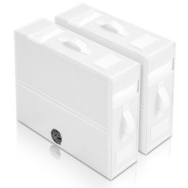 Justfityou Bedding Storage and Bed Sheet Organizer, Foldable Queen/King Size SheetCube, 2 Pack White Storage Container Set for Duvet Covers, Pillowcases, Linen, Closet Organizer