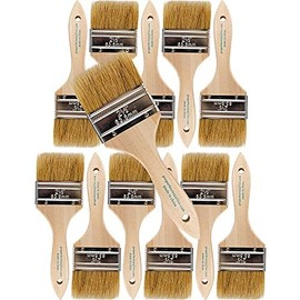Pro Grade Chip Paint Brushes - 12-Pack - 2.5" Chip Brushes for Paints, Stains, Varnishes, Glues, & Gesso - Home Improvement - Interior & Exterior Use
