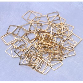 Shapenty Brass Square Beading Hoop Earring Open Bezel Pendant Hollow Frame Charms Linking Ring Bulk for Necklace Jewelry Making Women Girl Gift DIY Craft, 80PCS (18mm, KC Gold)
