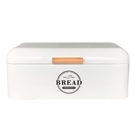 SOTECH Large White Bread Box with Lid,Farmhouse Bread Box in White Metal Extra Large Bread Storage Container for Kitchen Countertop and Room Decor