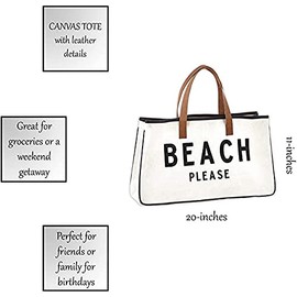 Creative Brands D3713 Hold Everything Tote Bag, 20" x 11", Beach Please Black and White (NEW - 20" x 11)