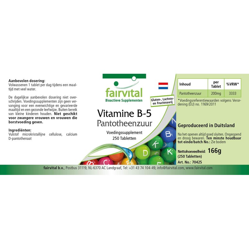 Vitamin B 5, Pantothenic Acid, 200mg, 250 Tablets, Vegetarian –