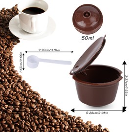 Pack of 6 Reusable Coffee Capsules for Dolce Gusto Capsules Refill 50 ml Refillable Nespresso Capsule Filter Capsules Coffee Filter with Spoon and Brush for Kitchen and Office