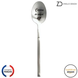 ZINELLO DESIGN - Engraved "Copine de Compet" Spoon - Original Gift Idea for Party, Christmas or Birthday - 18/10 Stainless Steel - Supplied with Gift Box