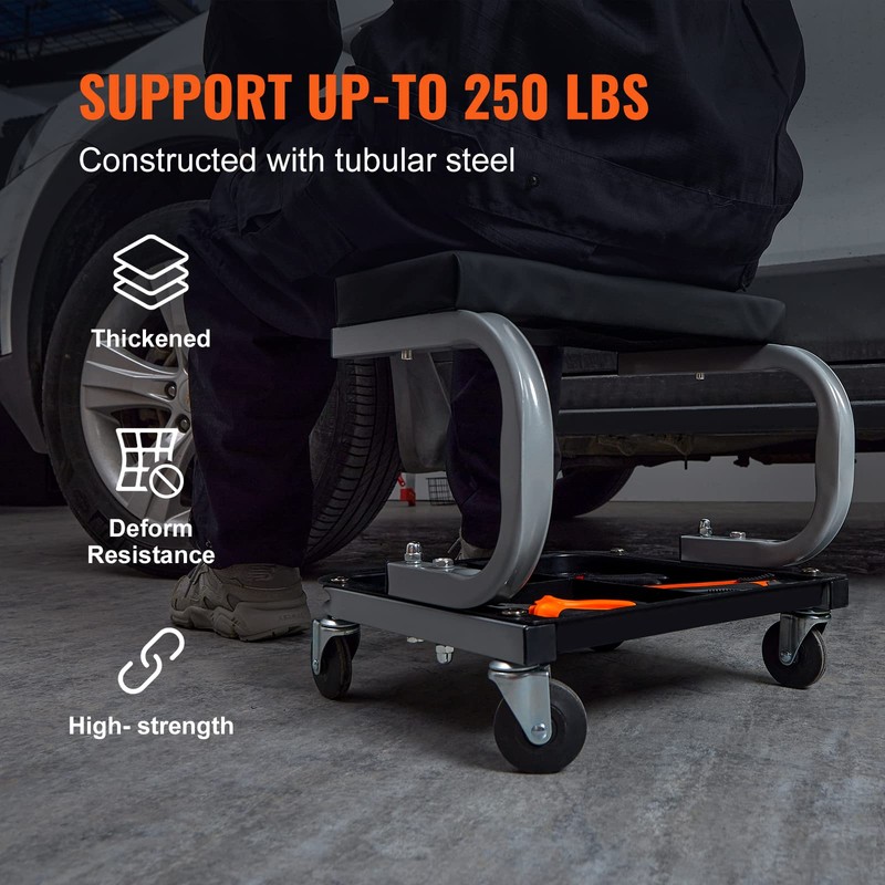 VEVOR Rolling Creeper Garage/Shop Seat, 250 LBS Capacity Padded Rolling