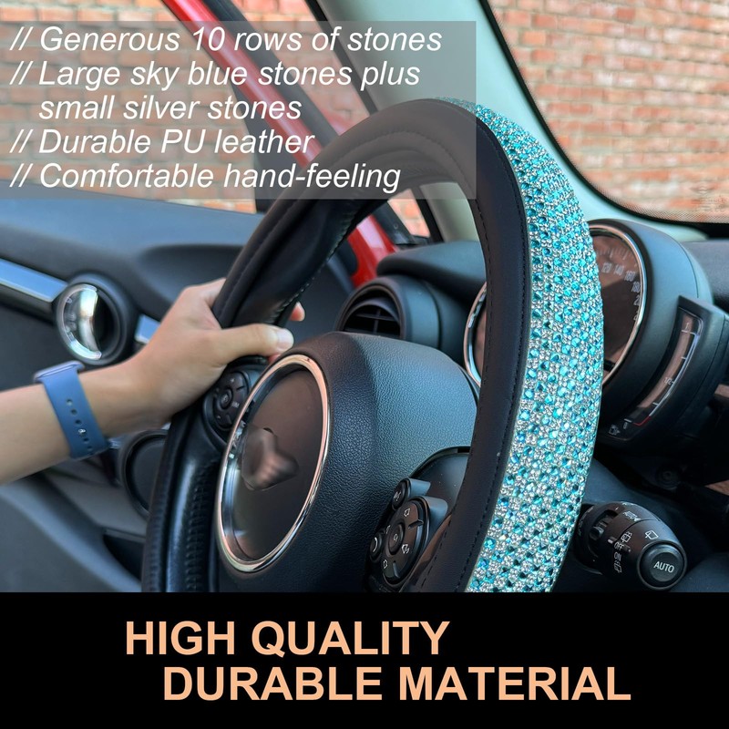 PINCTROT Bling Bling Comfy Steering Wheel Cover with Jumbo Crystal