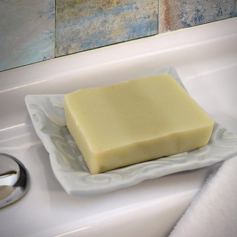 Handmade Textured Ceramic Soap Dish (Grey Swirl)