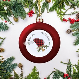 South Carolina Sublimation Ornaments Black and Red Buffalo Plaid Keepsake Welcome Home for The Holidays Ornament Gold String Included Thanksgiving Christmas Home Decor W1.6 X L2.4